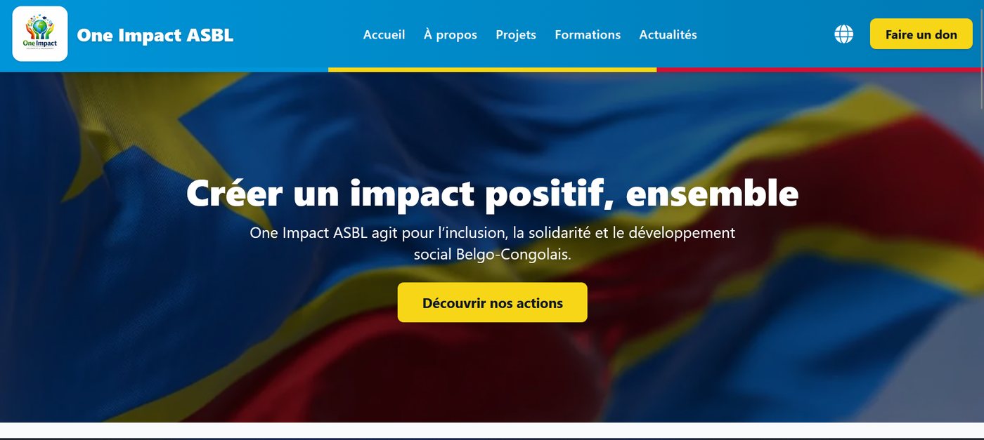 Capture du site One Impact ASBL